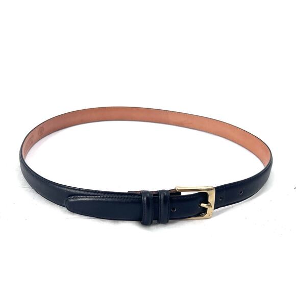 Lands' End Black Leather Belt With Brass Buckle Mens Size 34 - Picture 1 of 7